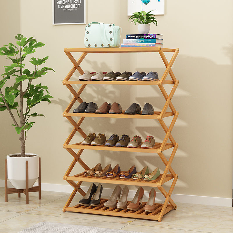 Folding Bamboo Storage Organizer Wooden Shoe Rack