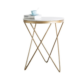 Elegant Simple Titanium Metal Wire Leg Design Marble Top Tea Table