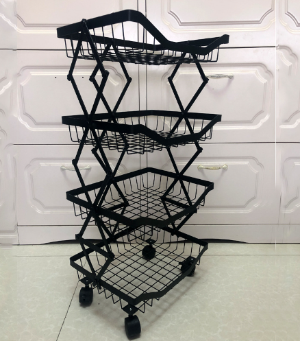 Collapsible Kitchen Rack Removable Multilayered Fruit Storage Rack Storage Cabinet Shelf With Trolley