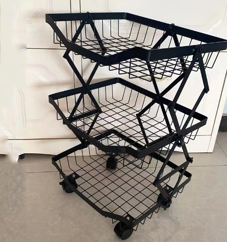 Collapsible Kitchen Rack Removable Multilayered Fruit Storage Rack Storage Cabinet Shelf With Trolley