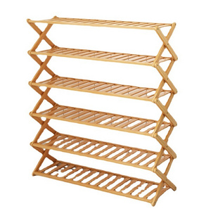 Folding Bamboo Storage Organizer Wooden Shoe Rack