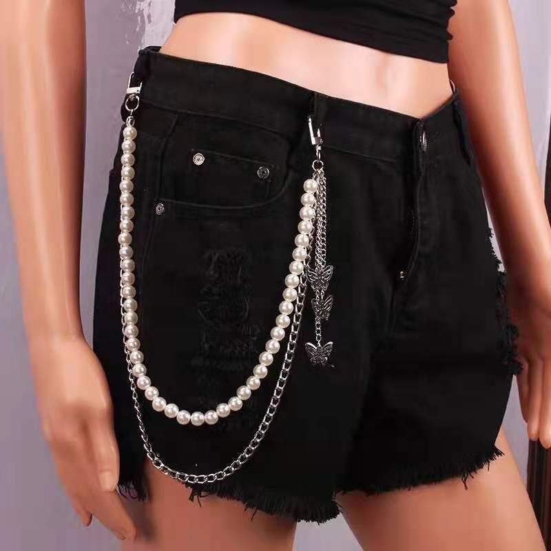 Pants Chain For Lady Trousers Chain Long Punk Pearl Pants Jean Metal Wallet Trousers Chain For Lady