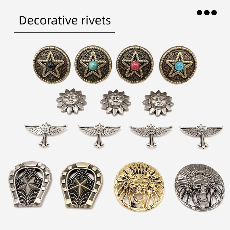 Hot Sale Conchos For Textile Garment Western Equestrian Tack Antique Brass Conchos Screwback