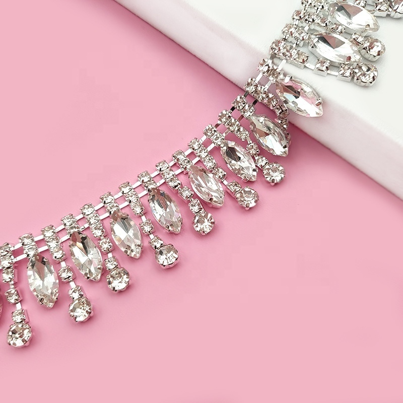 Wholesale Crystal Rhinestone Sewing Chain For Wedding Birthday Decorations Arts Diamond Crystal Rhinestone Ribbon Shoe Chain