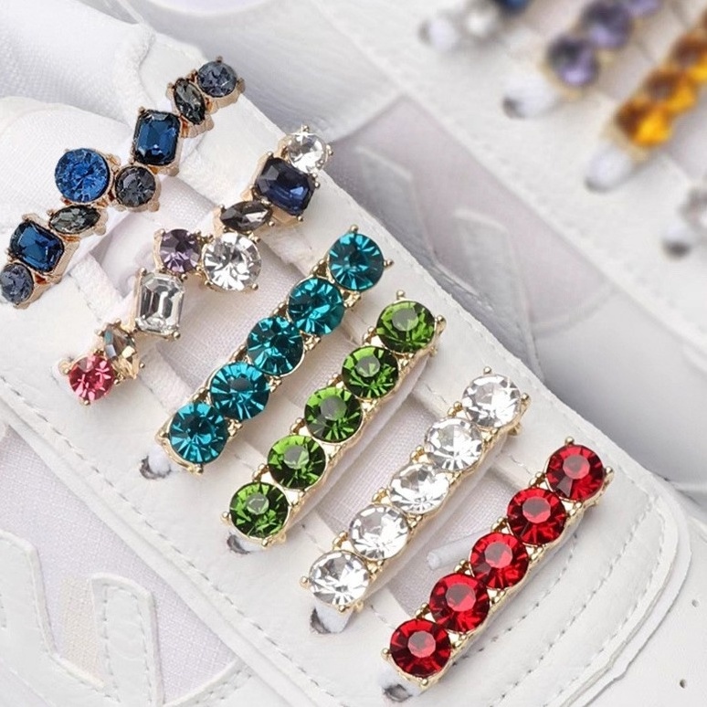 Custom Rhinestones Sneaker Accessories Metal Shoes Laces Decoration  Shoelaces Clips Charm Slivery Pendant Shoelaces Chain