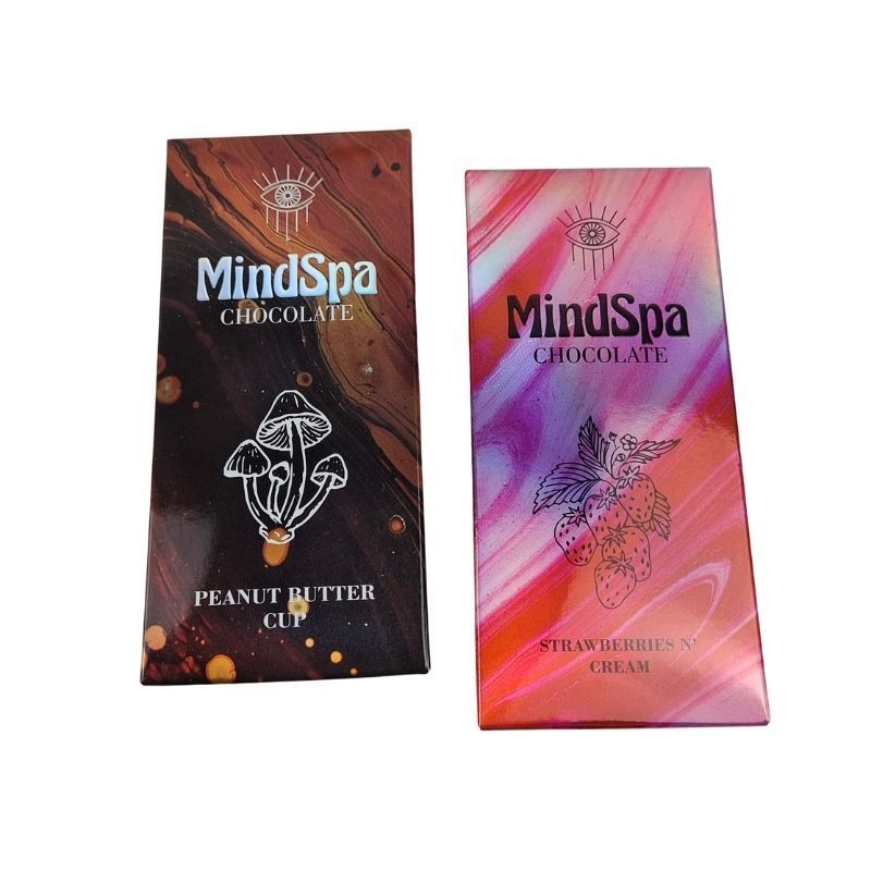 Custom Hologram Foil Stamping Embossing Box Packaging Candy Bar Mushroom Chocolate Bar Box