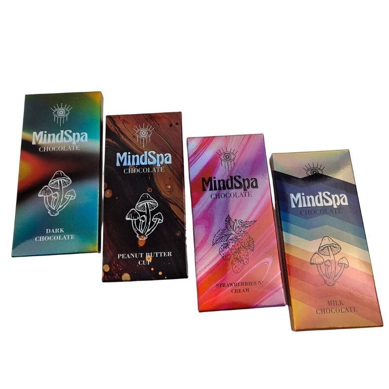 Custom Hologram Foil Stamping Embossing Box Packaging Candy Bar Mushroom Chocolate Bar Box