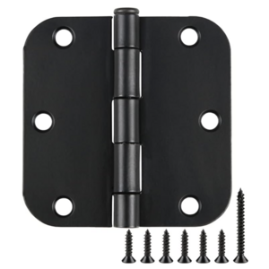 6 Pack Heavy Duty Matte Black Door Hinges 3.5x3.5inch Rounded Interior 5/8'' Radius Door Hinges Hardware for Bedroom Shed Gate