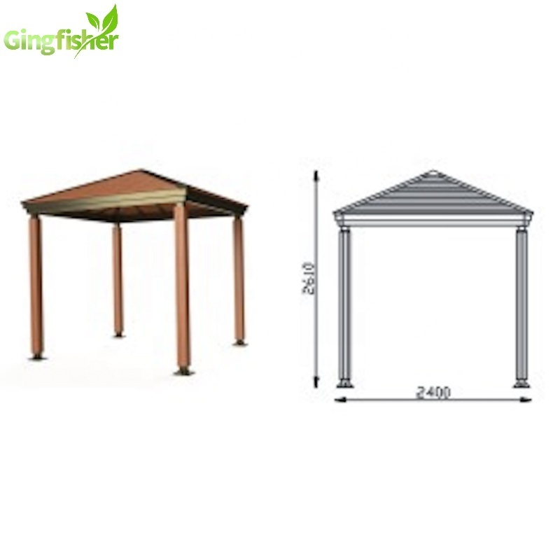 Outdoor garden pavilion fixed wood gazebo easy to install