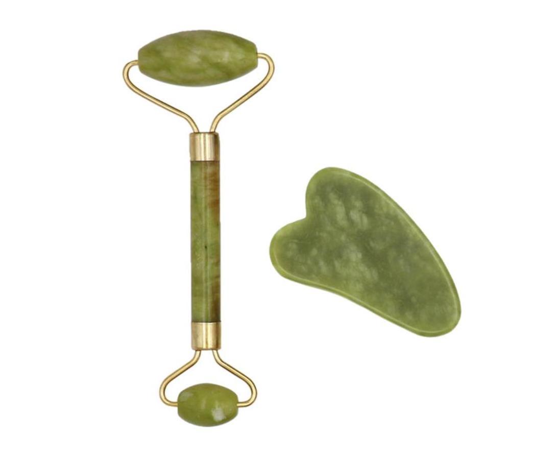 Hot Selling OEM Private Label Anti Aging Jade Stone Massage Set Gua Sha Rose Quartz Jade Face Roller