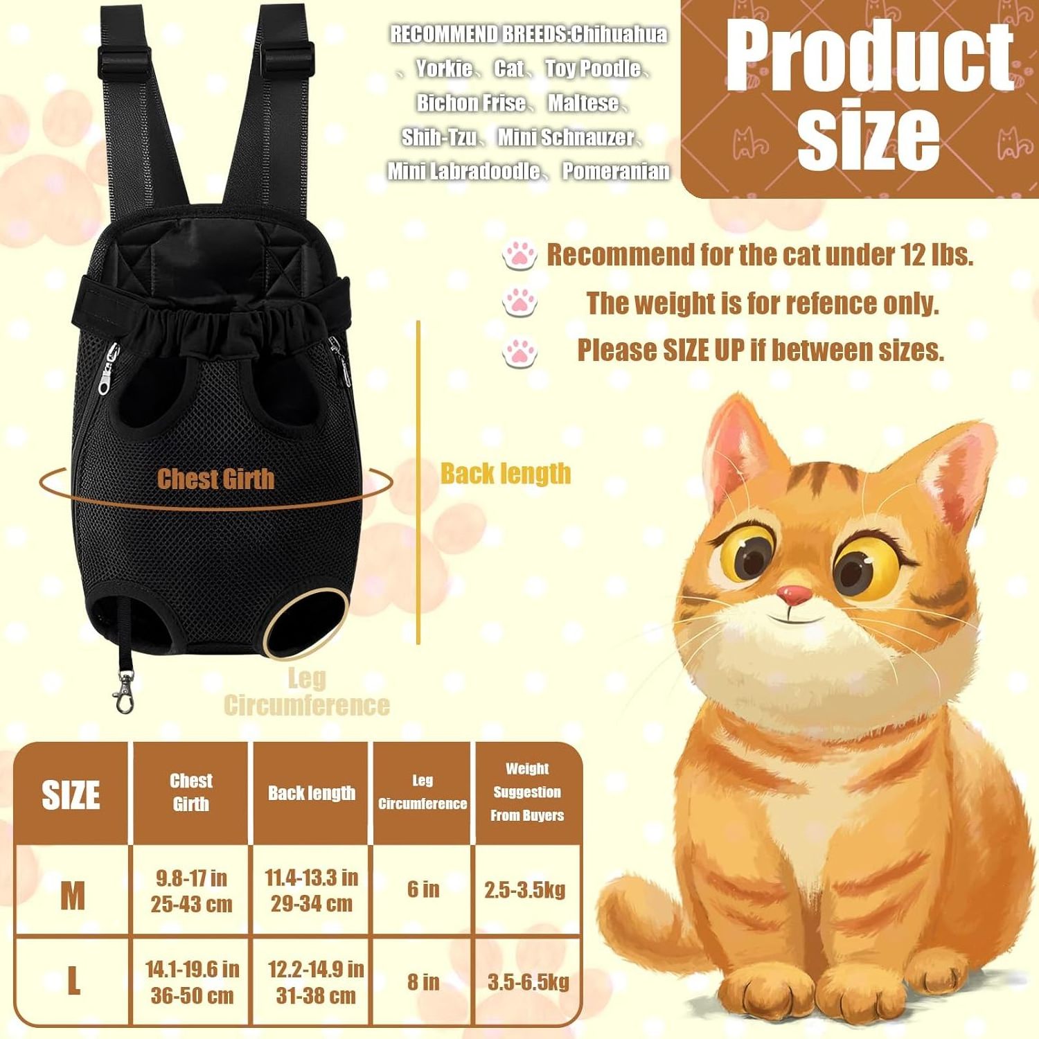 Pet Dog Carrier Backpack Adjustable Dog Front Carrier, Dog Hiking Backpack