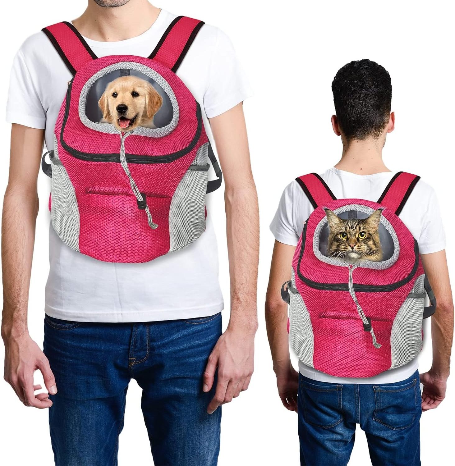 Comfortable Doggy Front Backpack Pet Puppy Carrier Travel Pack with Breathable Head Out Design and Padded Shoulder