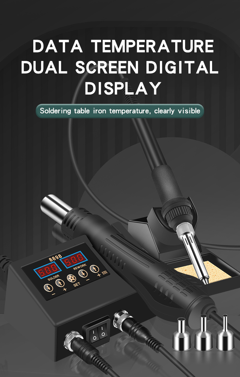 2 In 1 Multifunctional ESD Hot Air SMD BGA Rework Soldering Station Portable Mobile Phone Welding Repair Soldering Iron Station