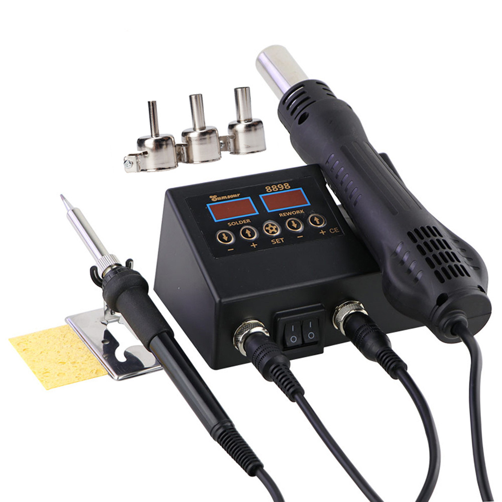 2 In 1 Multifunctional ESD Hot Air SMD BGA Rework Soldering Station Portable Mobile Phone Welding Repair Soldering Iron Station