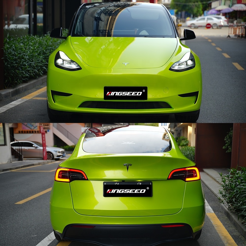 Car wrapping shop printing pvc vinyl wrap stickers film glossy candy colored car body neon yellow vinyl decal wrap