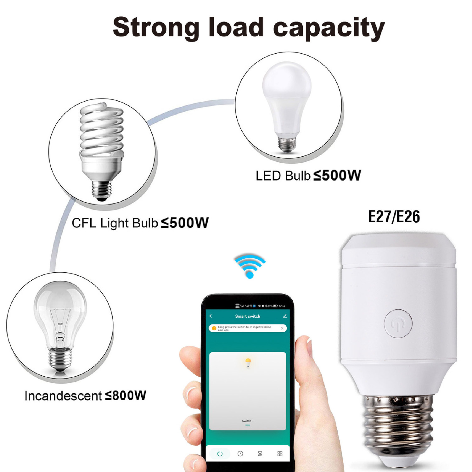 Smart WiFi Light Bulb Socket  E27 E26 wifi control smart lamp holder smart bulb socket holder