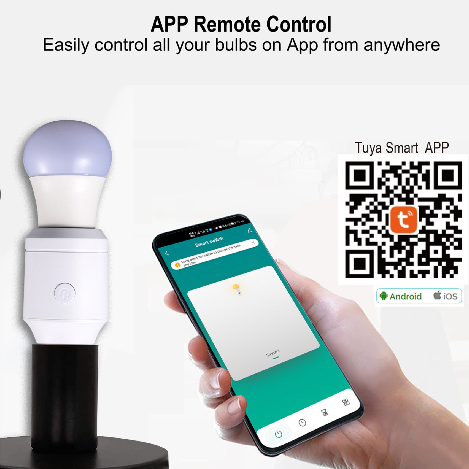 Tuya Smart WiFi Light Socket Adapter with App Control with Wall Mounted Wireless Controller Control Bulb Socket