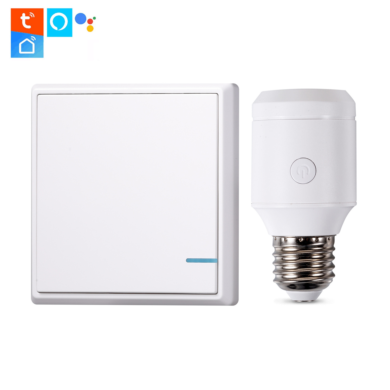 Tuya Smart WiFi Light Socket Adapter with App Control with Wall Mounted Wireless Controller Control Bulb Socket