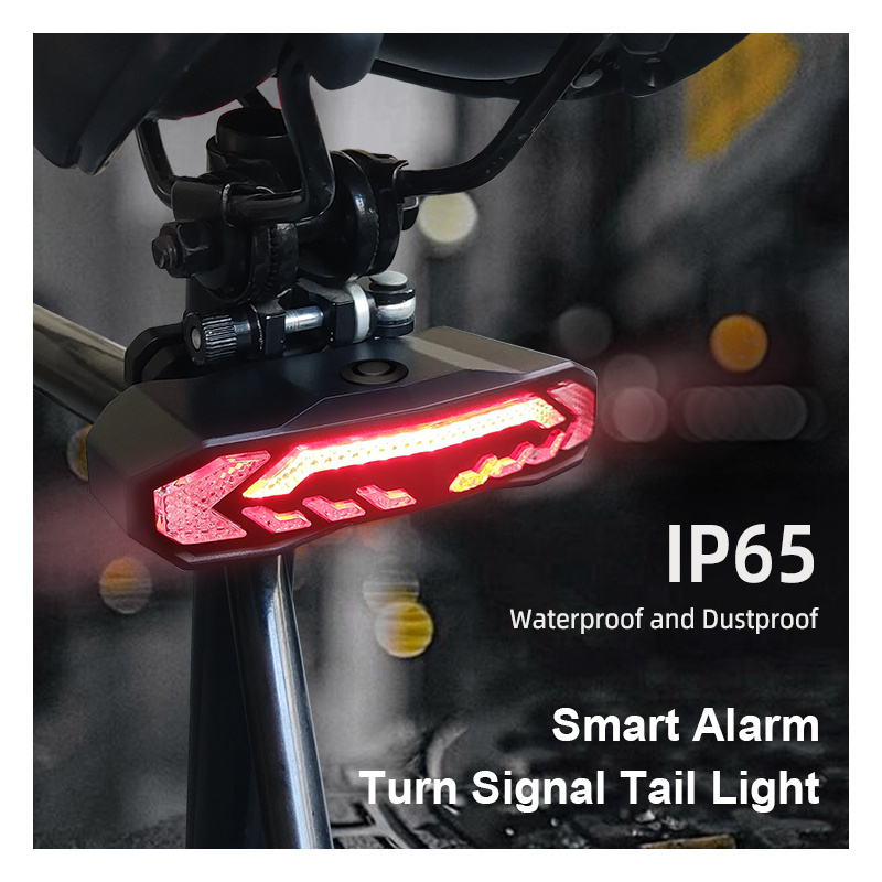 IP 65 Waterproof Bike Tail Light LED Rear Light for Bicycle with Remote PC Material Rechargeable and Battery Power Supply