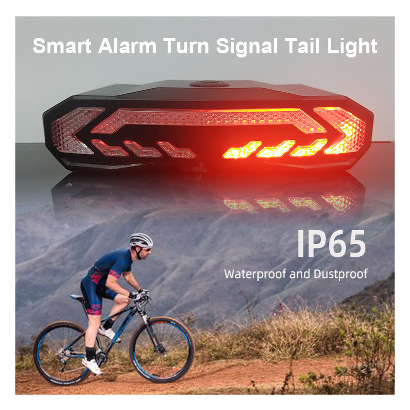 IP 65 Waterproof Bike Tail Light LED Rear Light for Bicycle with Remote PC Material Rechargeable and Battery Power Supply