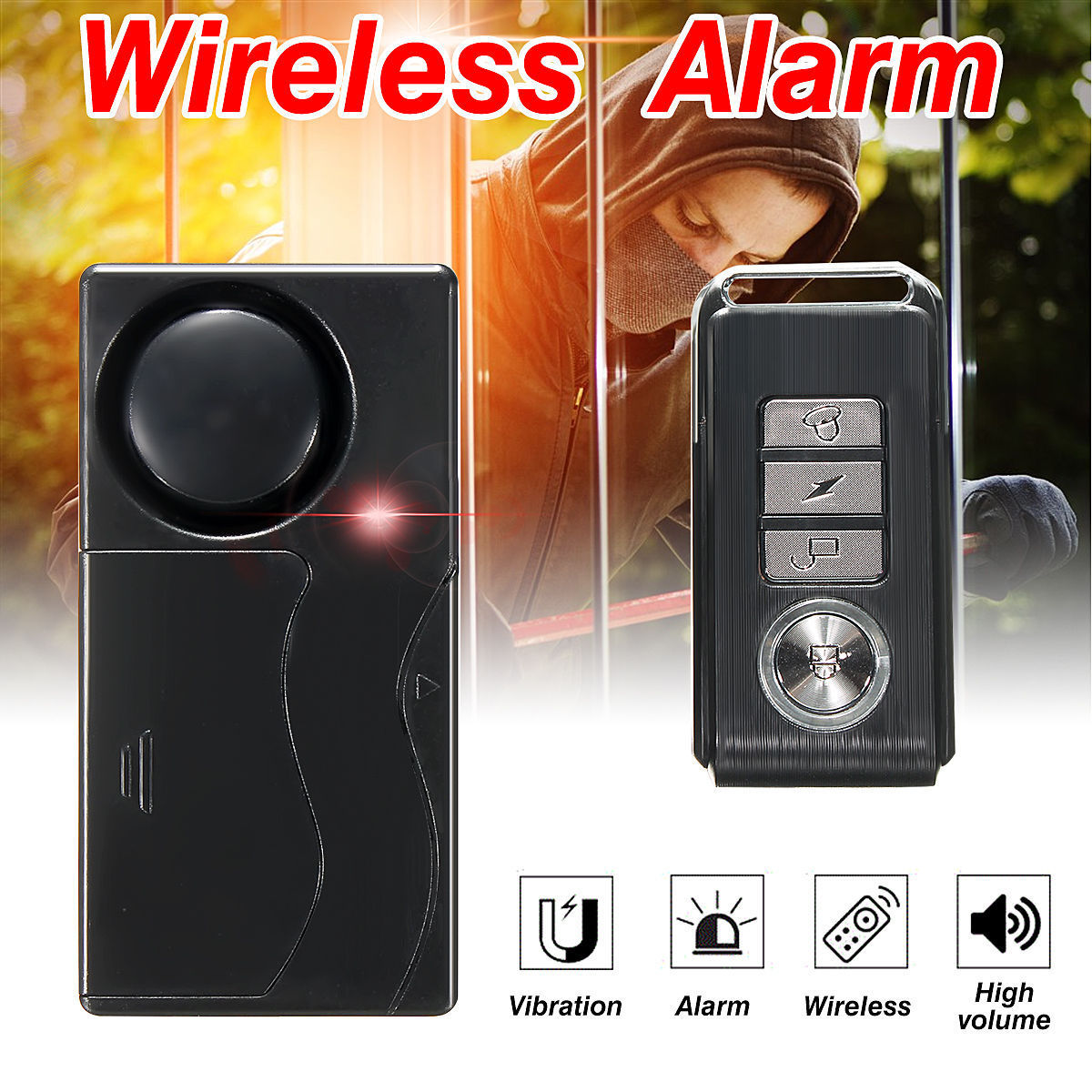 Wireless Remote control Vibration Detector Shake Shock Sensor Burglar Security Alarm for Window Door Car Motor Bike