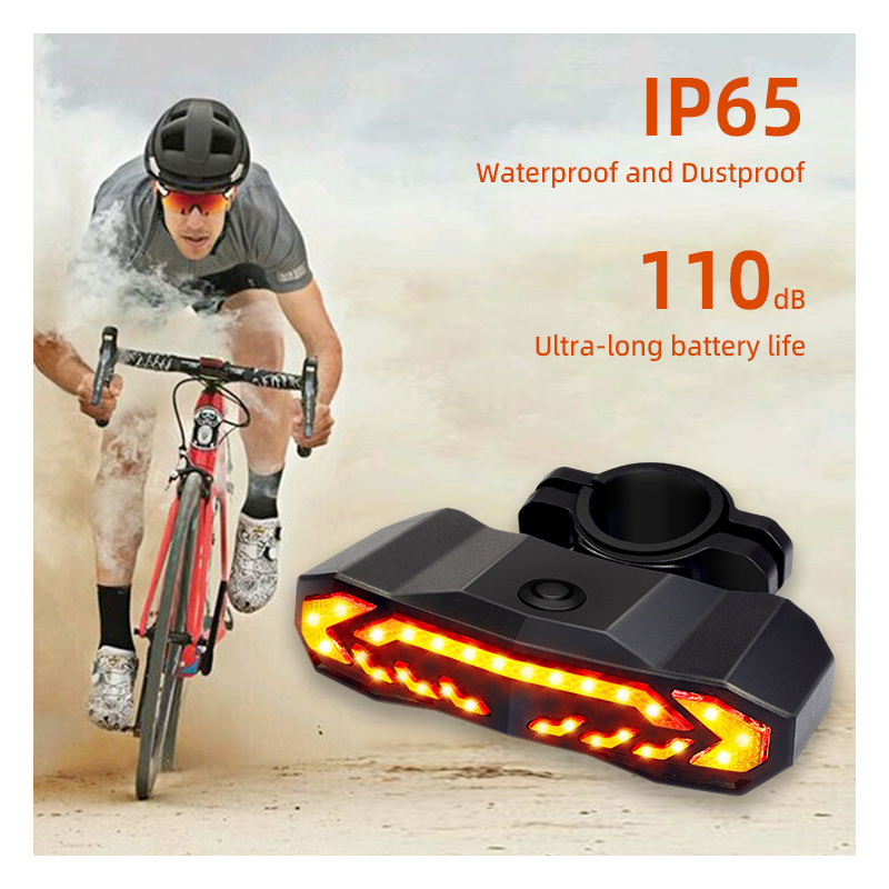 USB Rechargeable LED Bike Lights with Smart Brake Rear bike Light & Motorcycle Alarm PC Material IP65 Waterproof Features