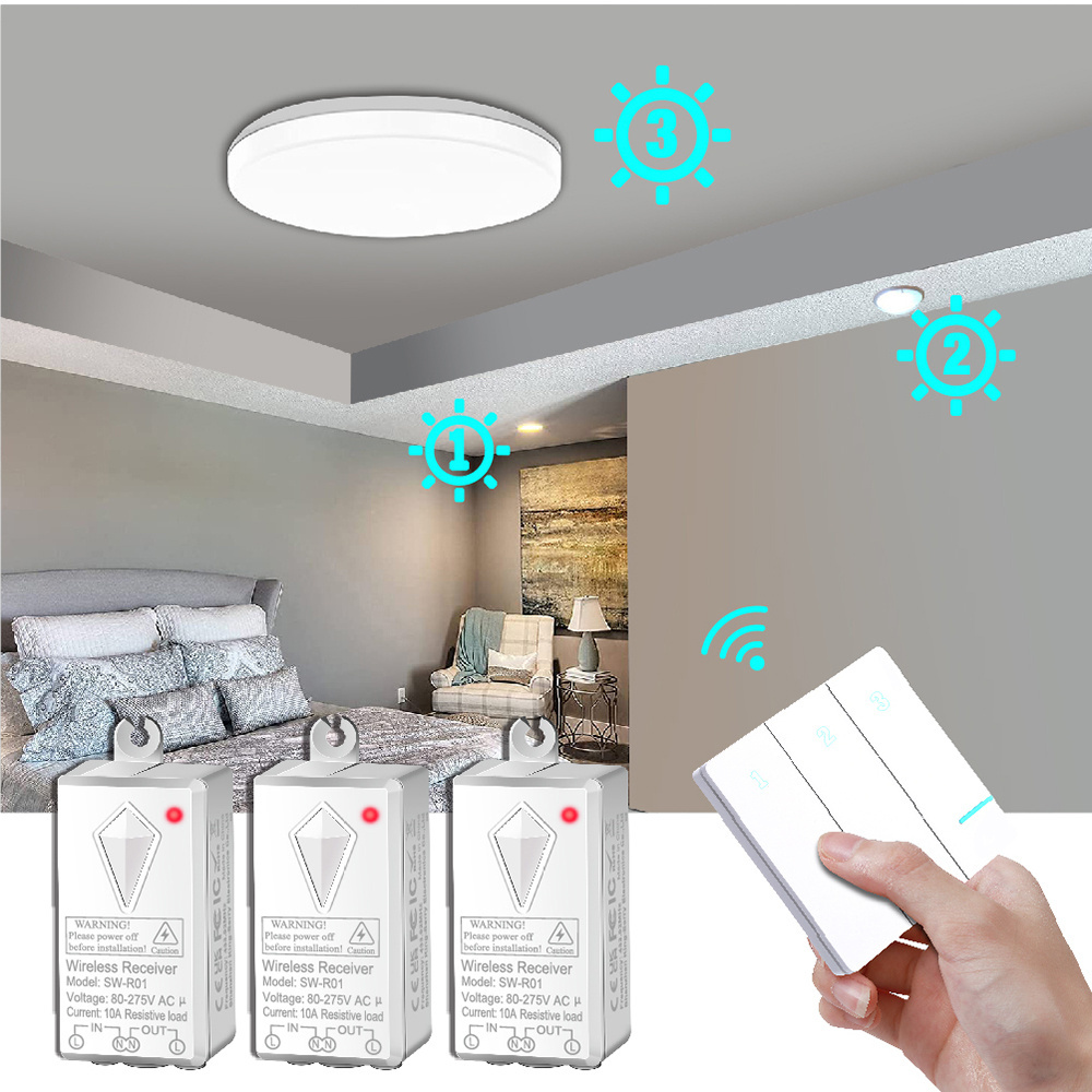 wireless switch 6 major patents IP66 waterproof rating  rf remote control wireless smart light switch