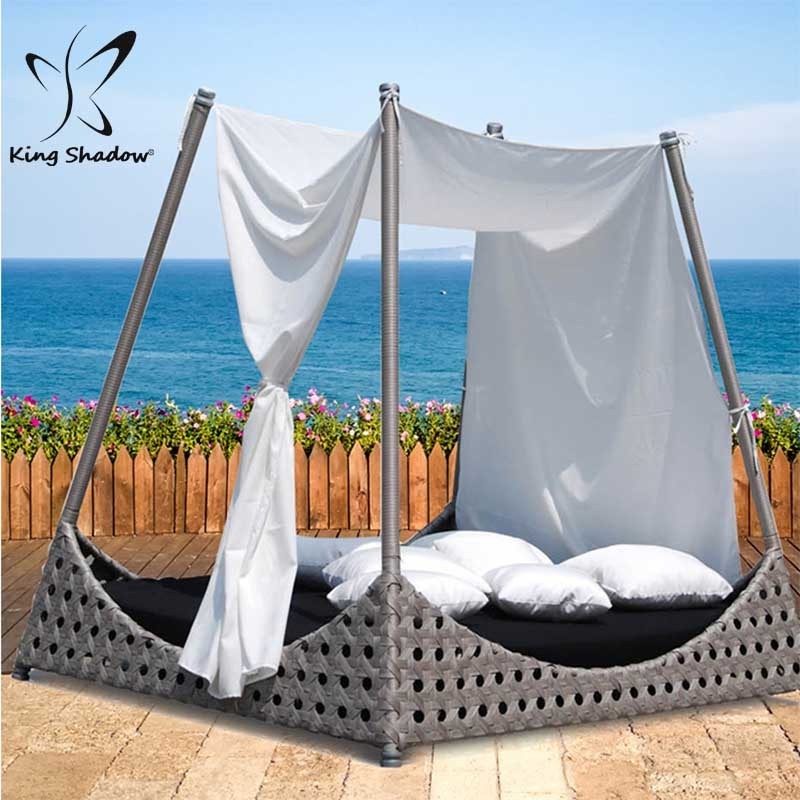 Home patio beach thick rattan material pyamidal cocoon shaped chair outdoor wicker daybed on sale