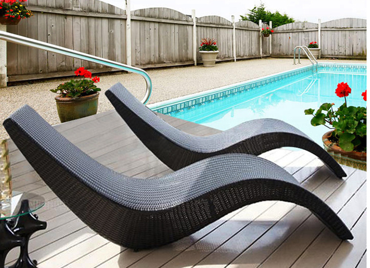 Outdoor Furniture S Shape Chair Hotel Swimming Pool Leisure Rattan Chair lounge chair