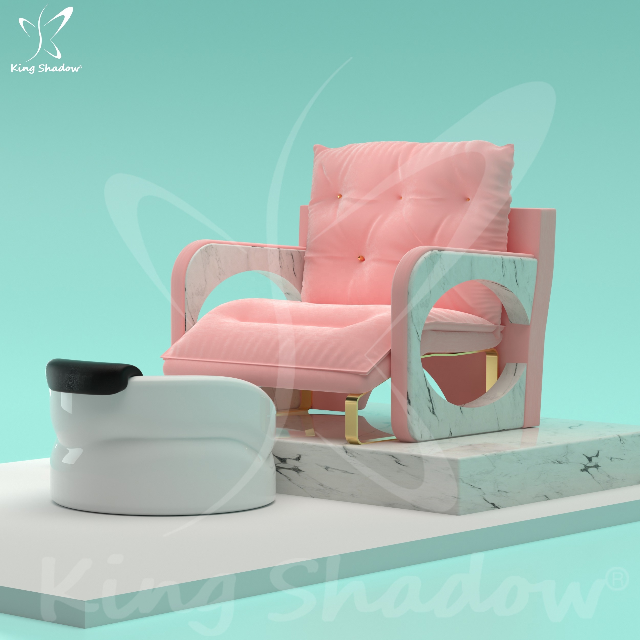 King Shadow 2024 Newest Modern Throne-Style Pedicure Chair Luxury Foot Spa Massage Sofa for Salon Beauty Made of Wooden Metal