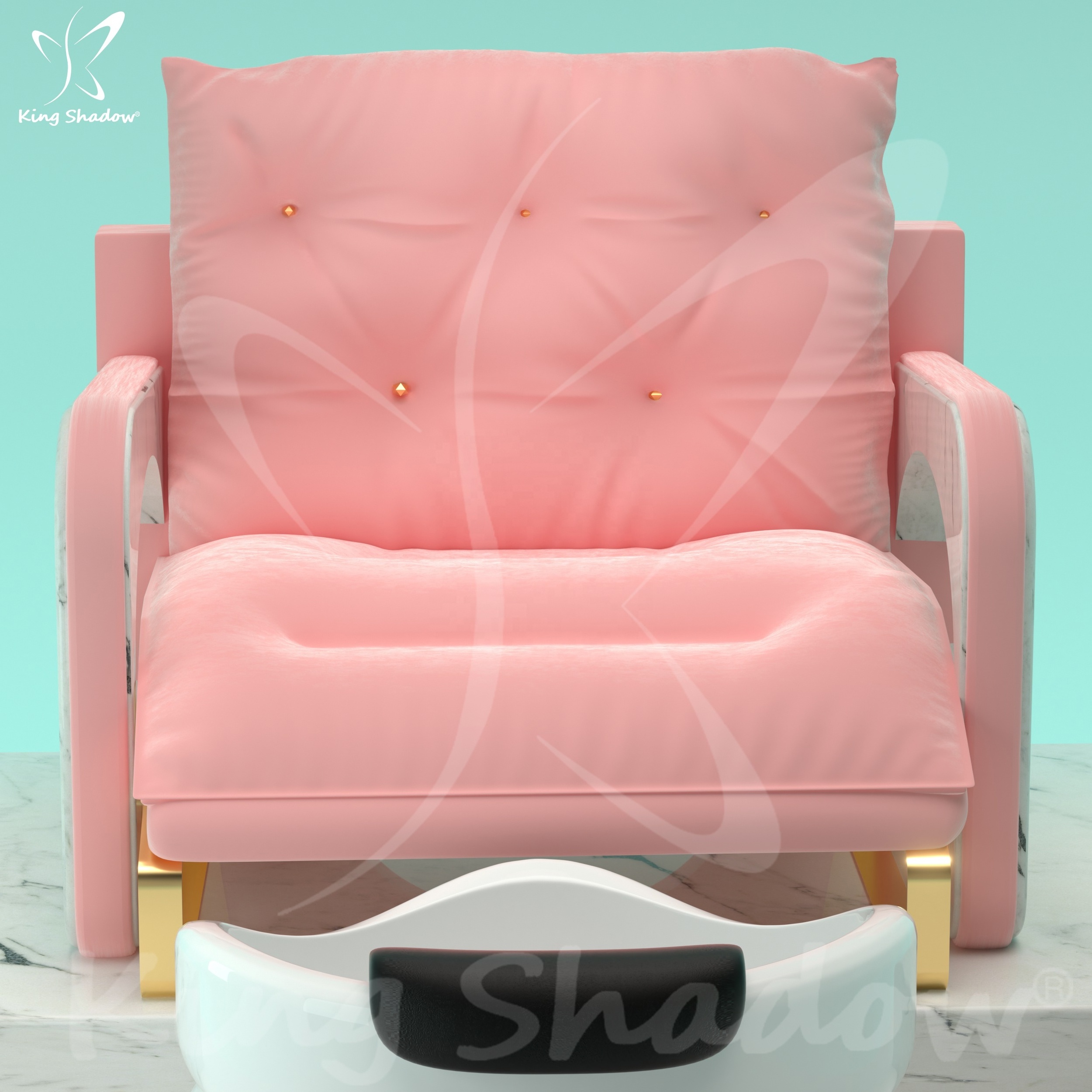 King Shadow 2024 Newest Modern Throne-Style Pedicure Chair Luxury Foot Spa Massage Sofa for Salon Beauty Made of Wooden Metal