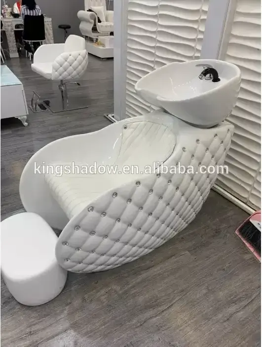 2022 salon furniture pink shampoo bed fiber glass backwash unit crystal hair washing chair for barber shop