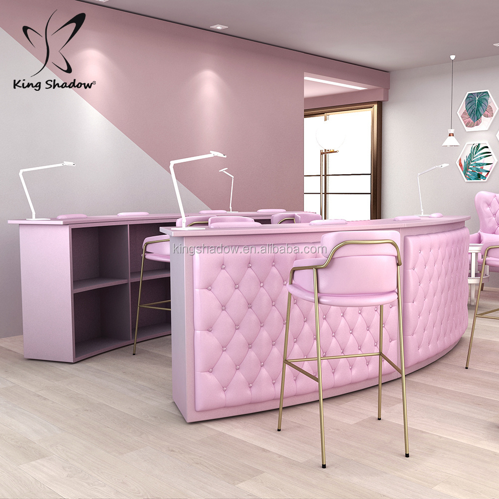 Commercial furniture office front counter used reception desk pink salon reception desk