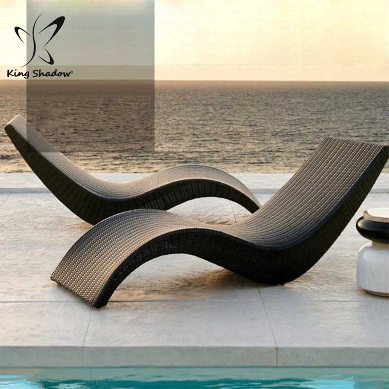 Leisure outdoor furniture rattan double sun bed rattan wicker chaise lounge