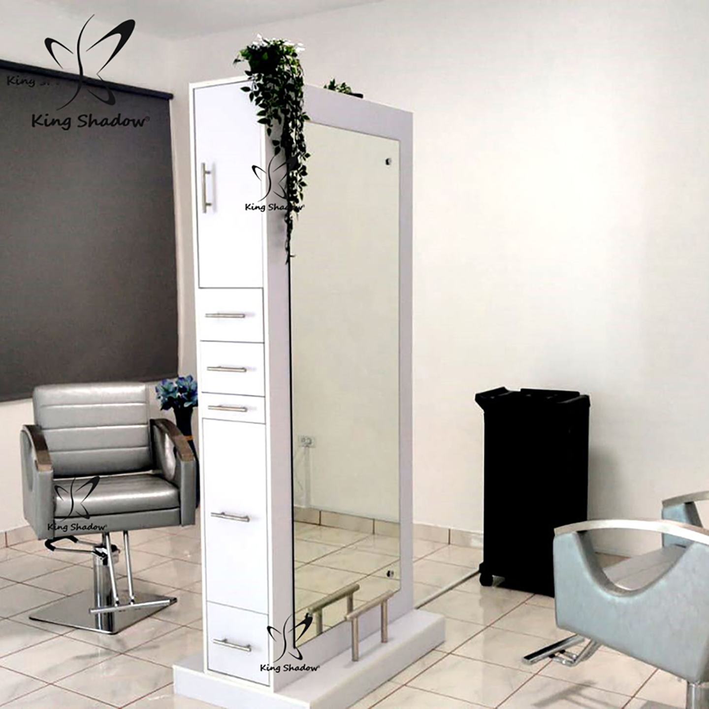 Salon furniture barber shop mirrors double sided styling station led mirror station with lights