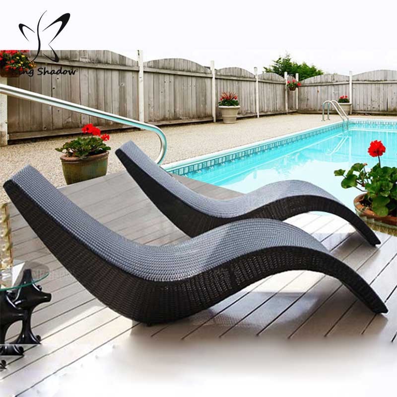 Leisure outdoor furniture rattan double sun bed rattan wicker chaise lounge