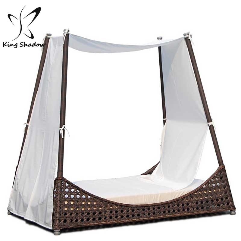 Home patio beach thick rattan material pyamidal cocoon shaped chair outdoor wicker daybed on sale