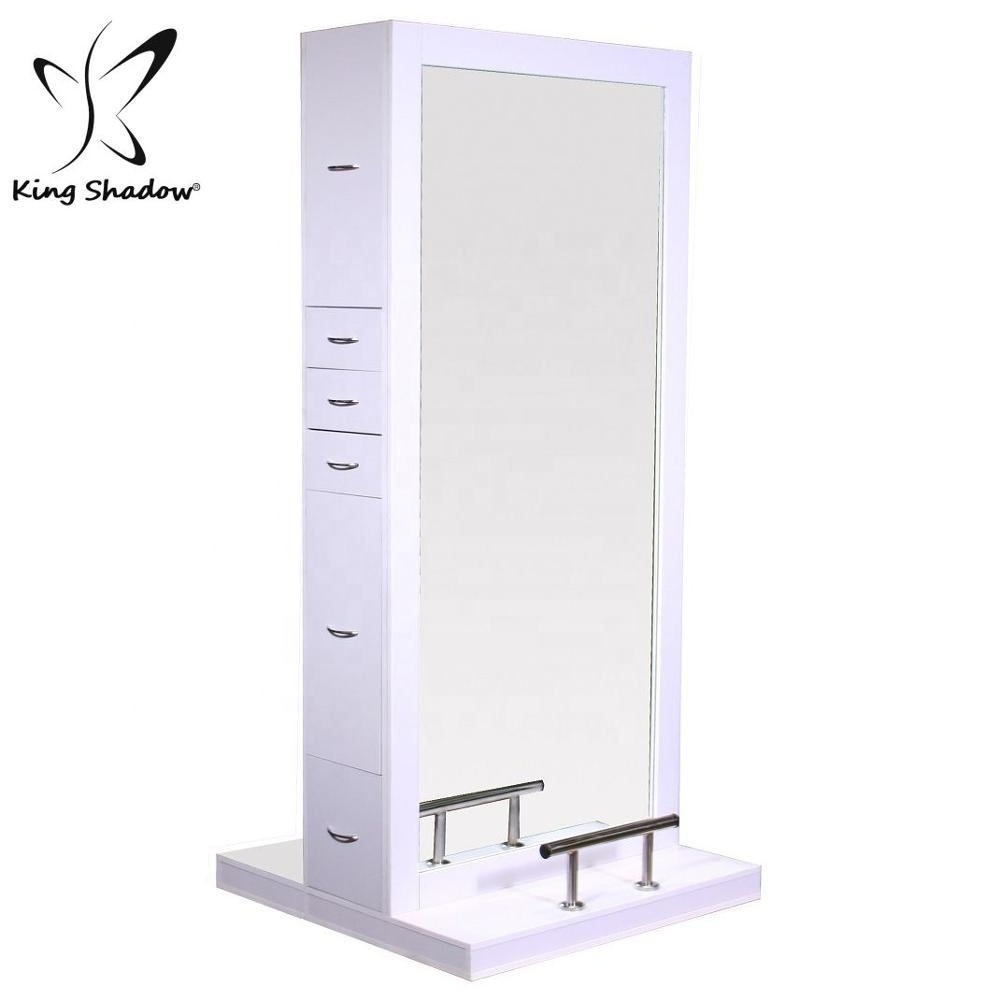 Kingshadow Barber Shop Stainless Steel Mirror Station Styling Hair Salon Mirror Station With Lighted Mirrors For Beauty Salon