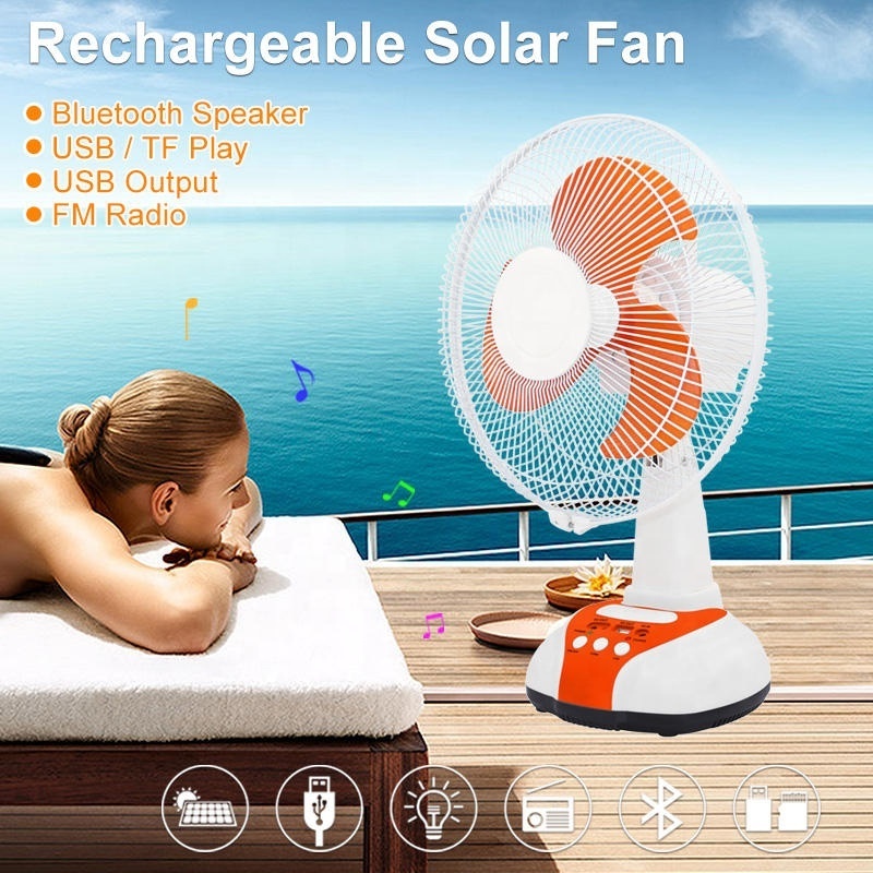 2023 12v Ac Dc Charging Battery Ac/Dc Led Light Desk Fan Usb Electric 16 14 12 Inch Table Solar Powered Plate Rechargeable Fan