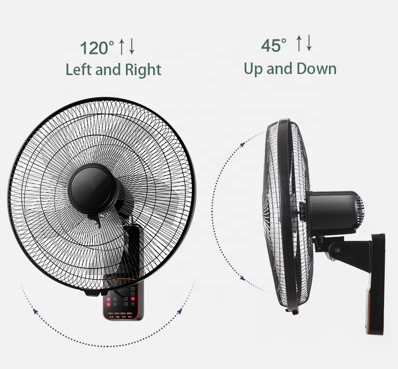 Industrial 16 Inch 60W Wall With Timing Swing Remote Control 5 Blades Mounted AC Electric Rechargeable Wall Fan