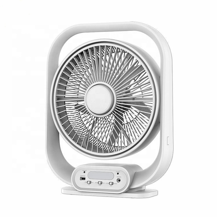 12 Inch Solar Powered Table Fans Portable Rechargeable Desktop Emergency Light Fan