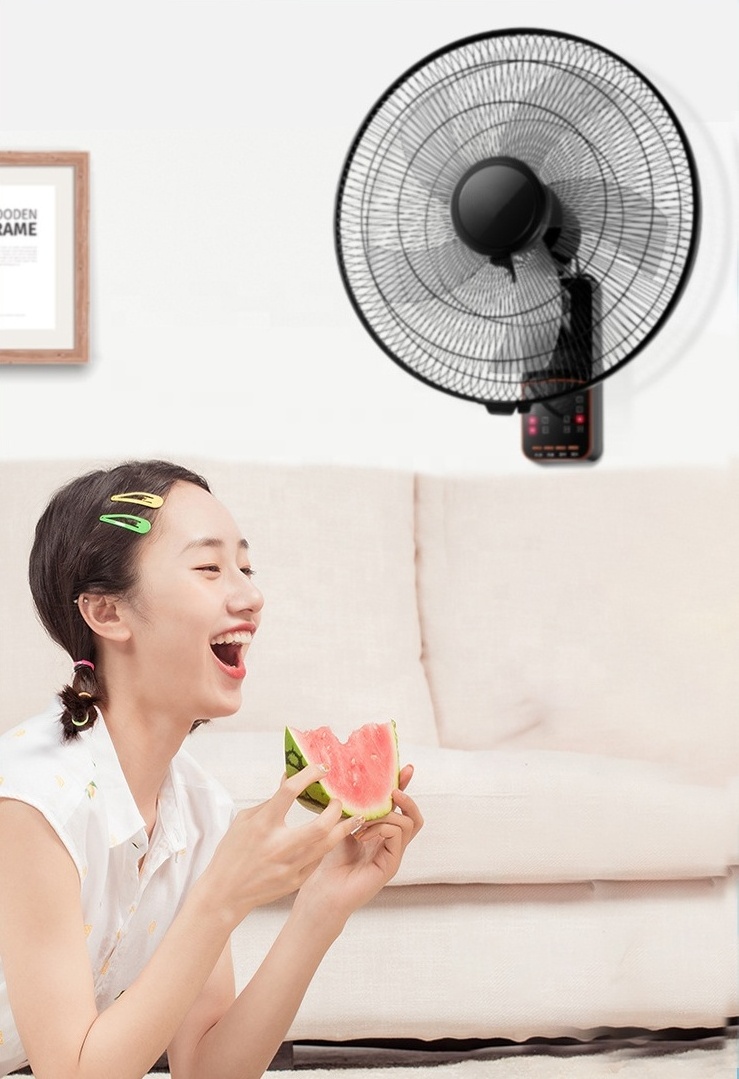 Industrial 16 Inch 60W Wall With Timing Swing Remote Control 5 Blades Mounted AC Electric Rechargeable Wall Fan