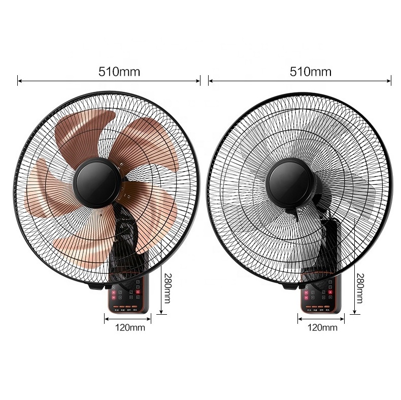 Industrial 16 Inch 60W Wall With Timing Swing Remote Control 5 Blades Mounted AC Electric Rechargeable Wall Fan