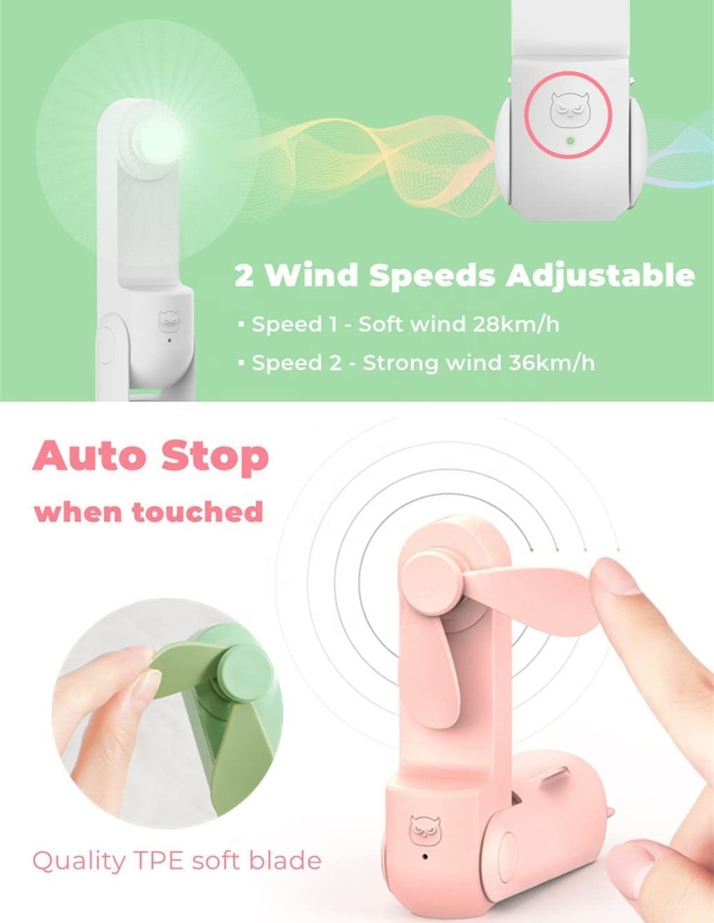 Custom Small Handy Fold Folding Foldable Hand Held Battery Electric Fans Personal Rechargeable Usb Handheld Portable Mini Fan