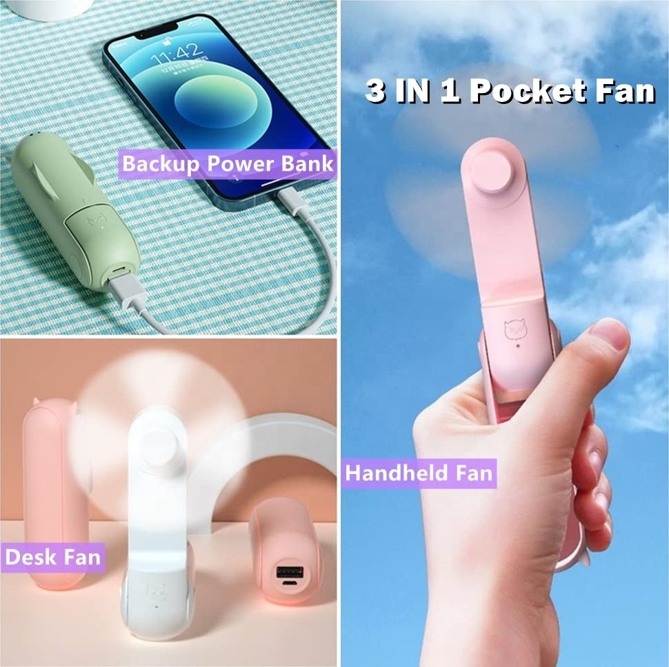 Custom Small Handy Fold Folding Foldable Hand Held Battery Electric Fans Personal Rechargeable Usb Handheld Portable Mini Fan