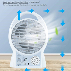 Mini electric  table fan portable 8 inch with USB AM FM radio LED outdoor indoor solar emergency box fan