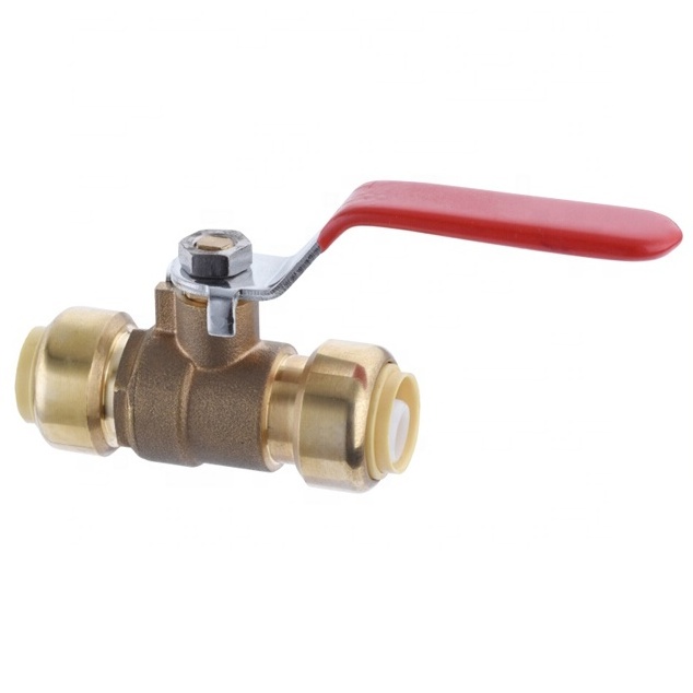 Lead Free Brass Push-Fit ball valve North America Push to connect plumbing fitting PEX angle valve quick connect valve