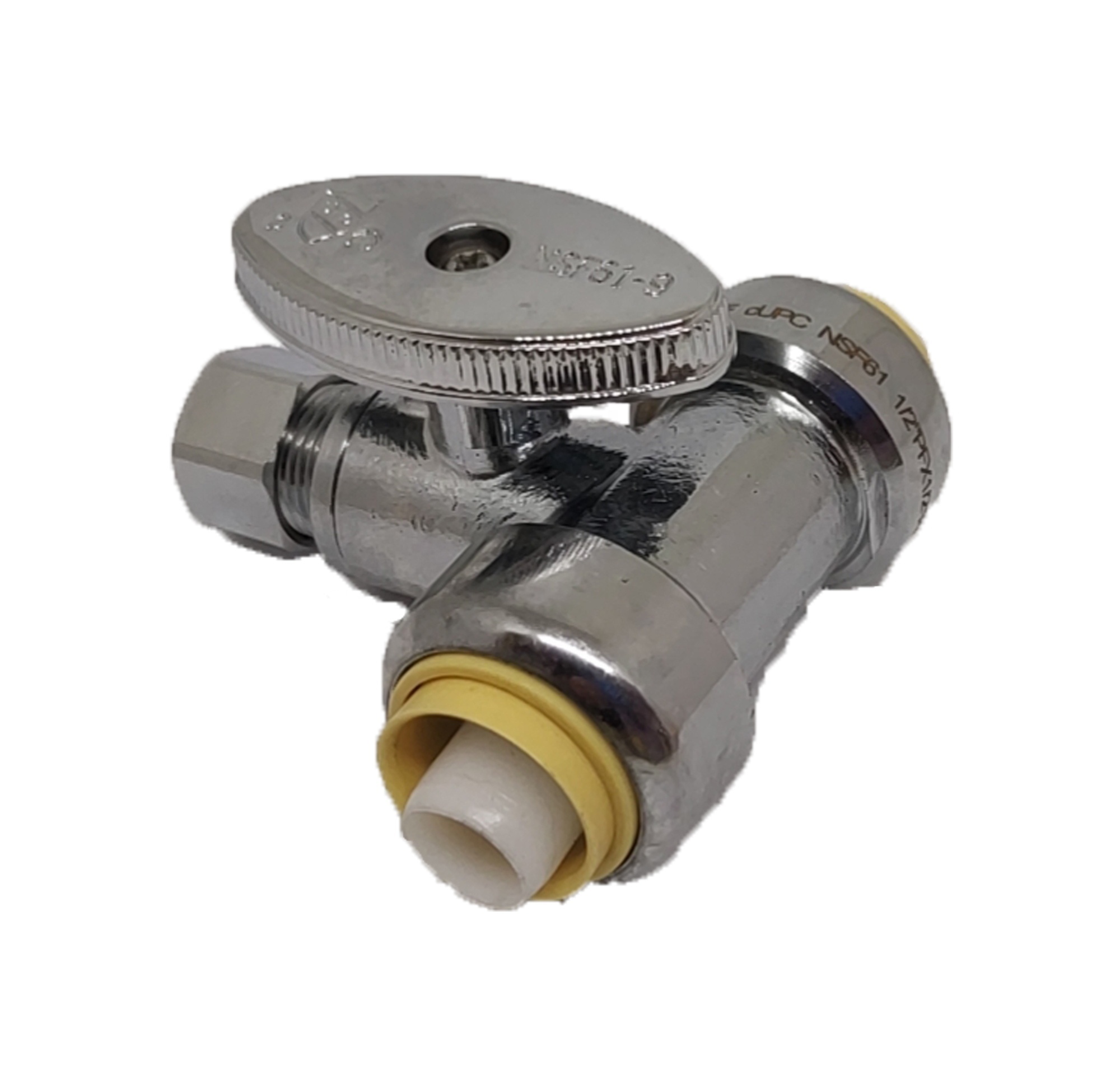 Lead Free Brass Push-Fit Supply Tee Stop valve dula compression Push to connect plumbing valve quick connect sharkbite type