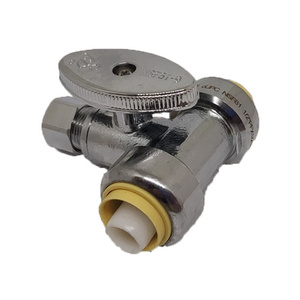 Lead Free Brass Push-Fit Supply Tee Stop valve dula compression Push to connect plumbing valve quick connect sharkbite type