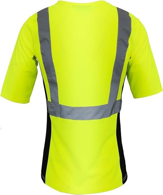 Custom Logo Safety T Shirt Women Reflective Tape High Visibility 2 tone Shirt Work Construction Short Sleeve Tshirt